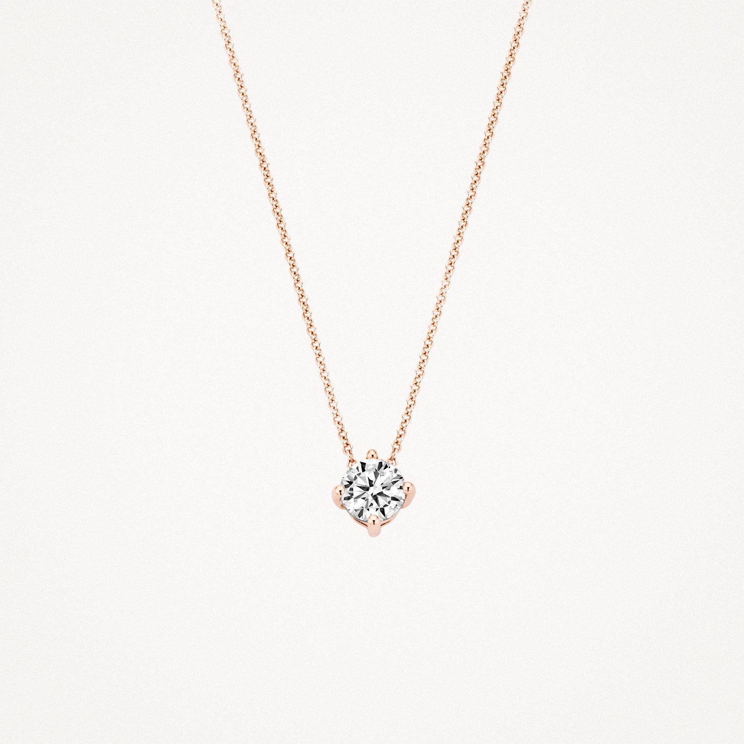 Ketting met hanger ⌀ 4 mm Zirkonia 14k Rosé goud