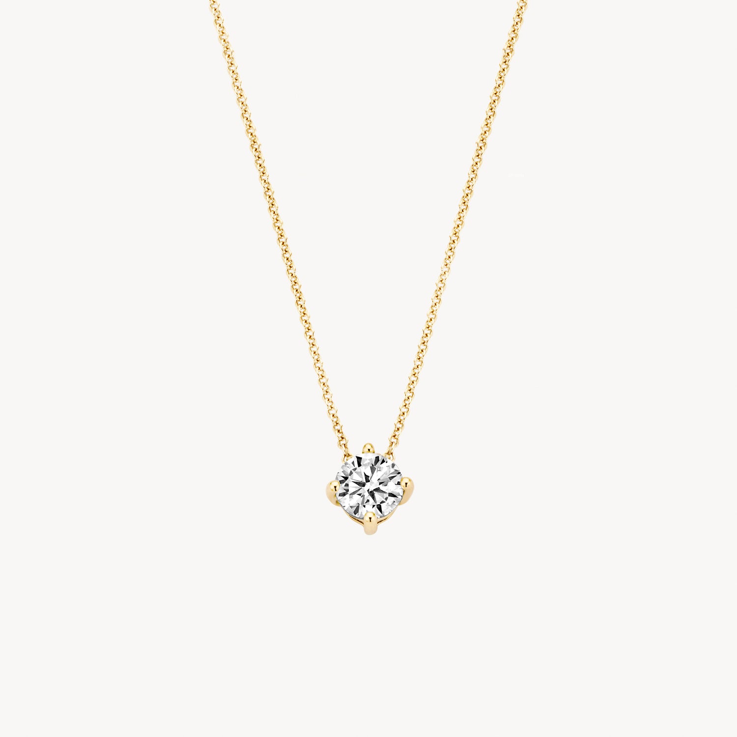 Ketting met hanger ⌀ 4 mm zirkonia in chaton zetting 14k Goud