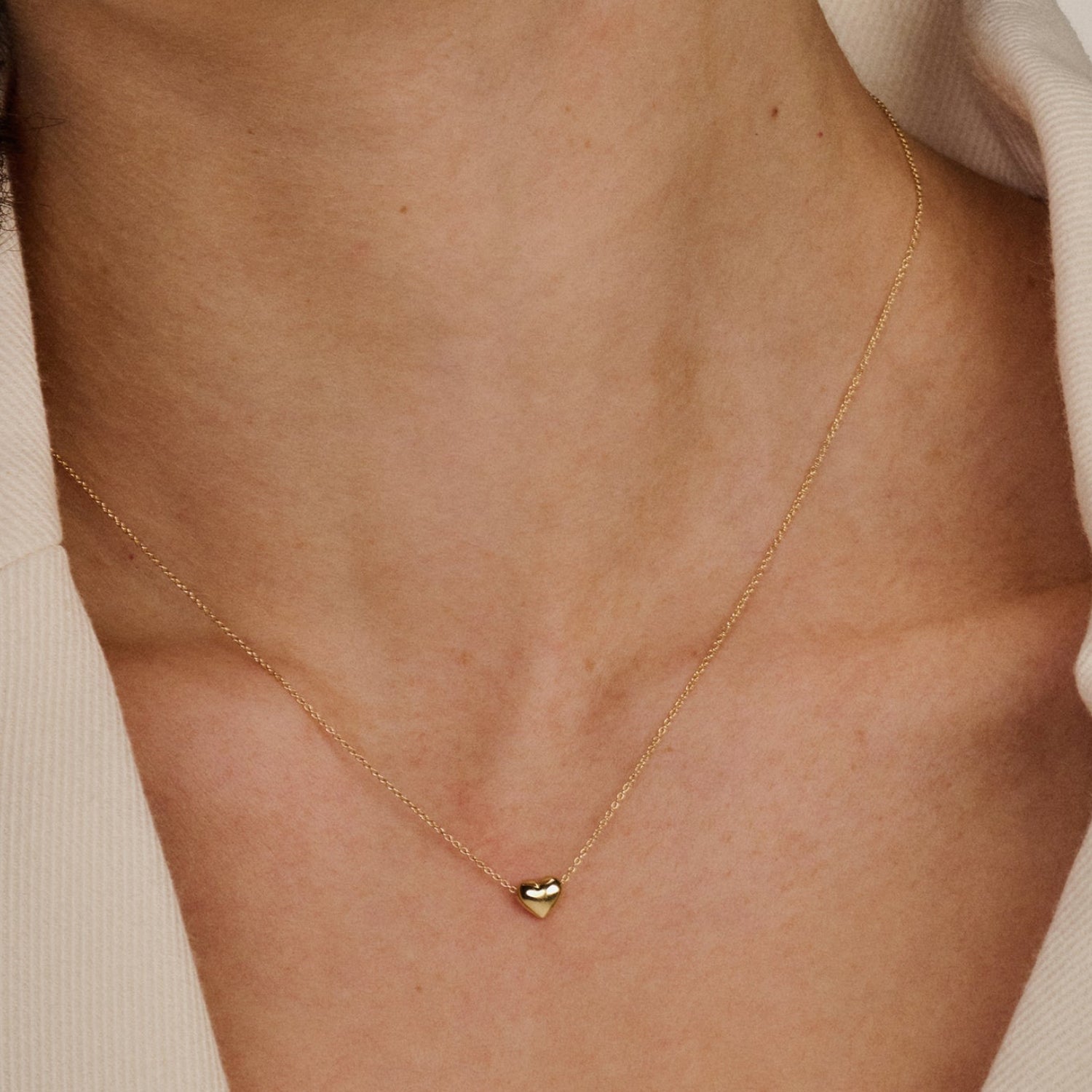 Ketting met rond hartje 14k goud