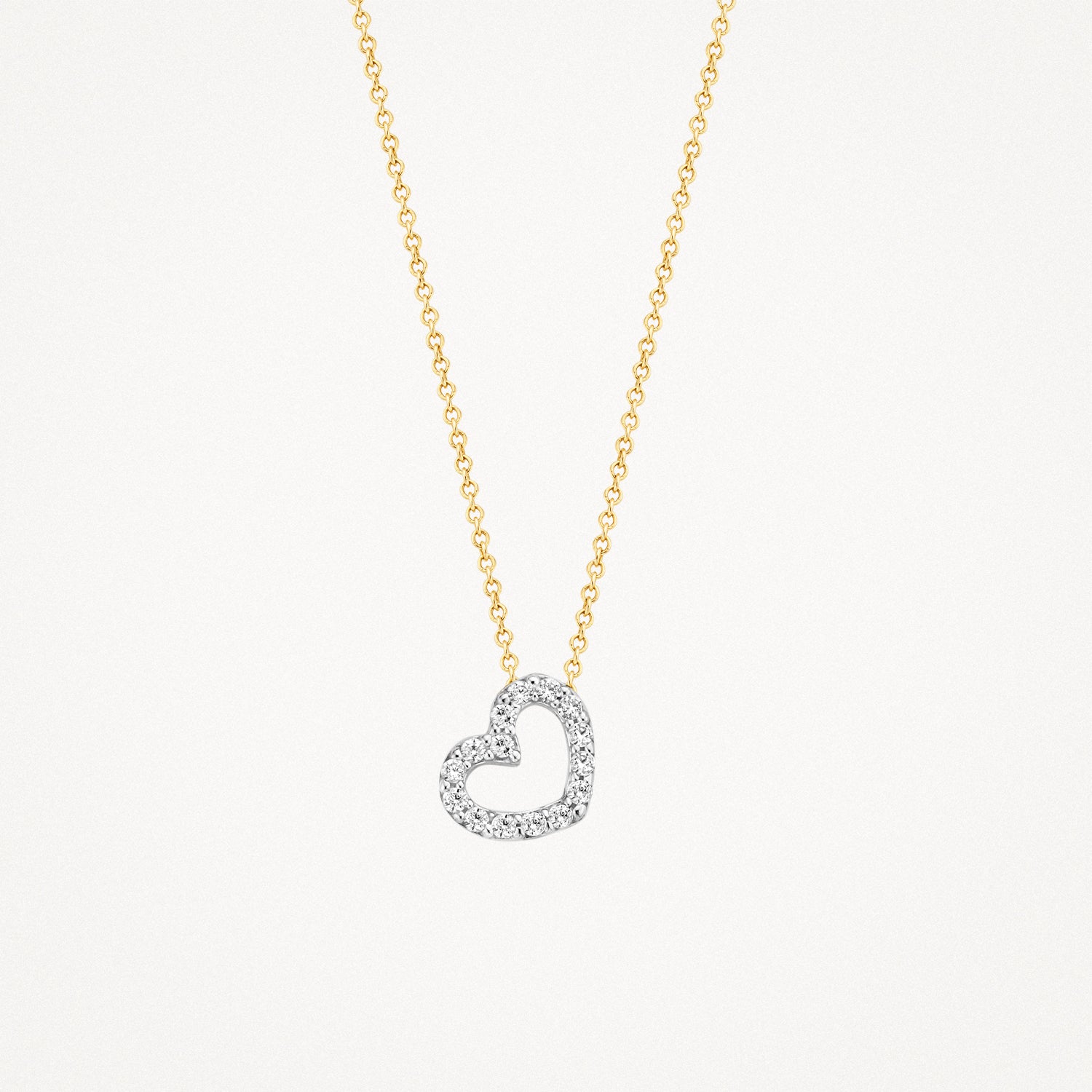 Ketting met hartje zirkonia in 14k bicolor goud