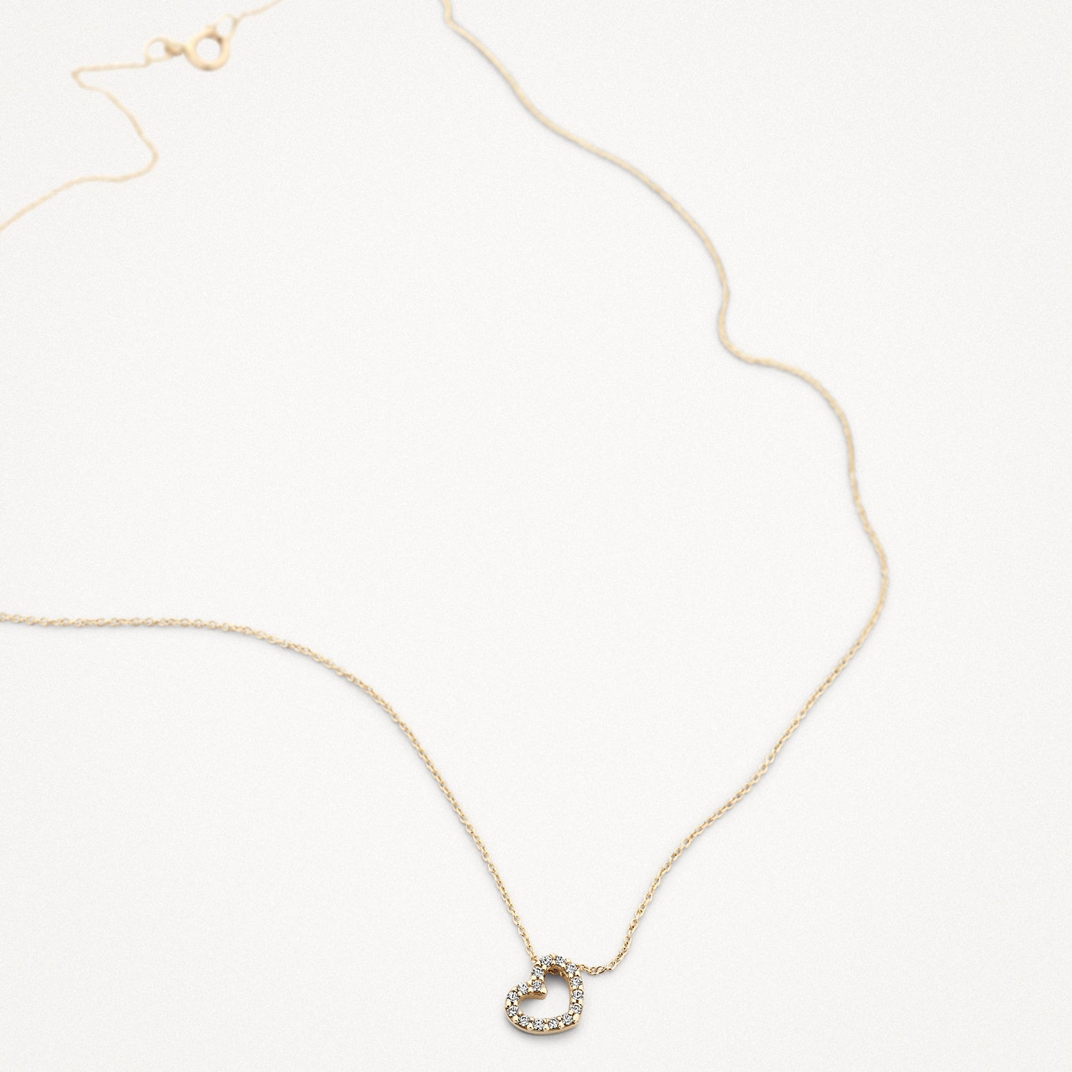 Ketting met hartje zirkonia 14k goud