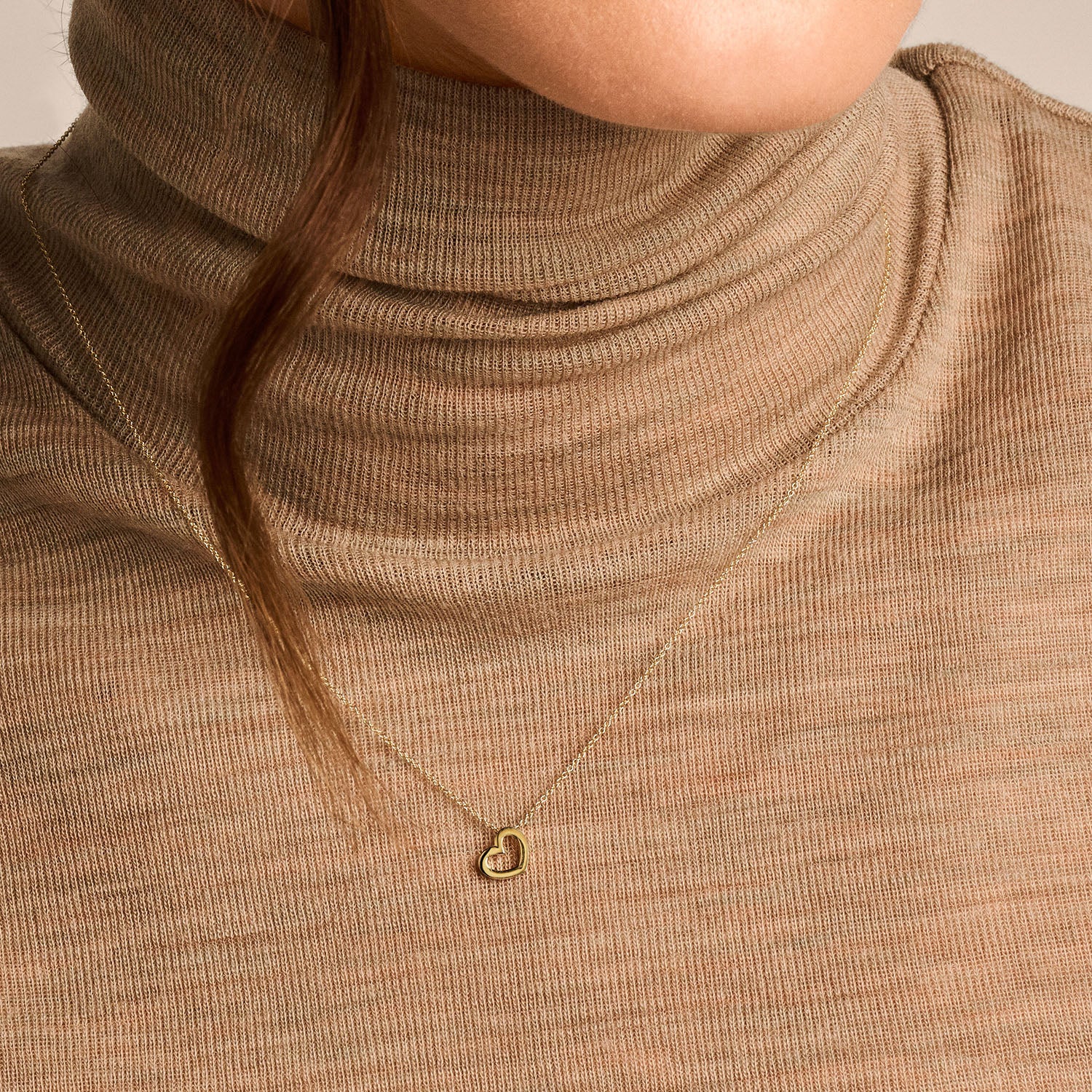 Ketting met hartje hanger 8mm 14k goud