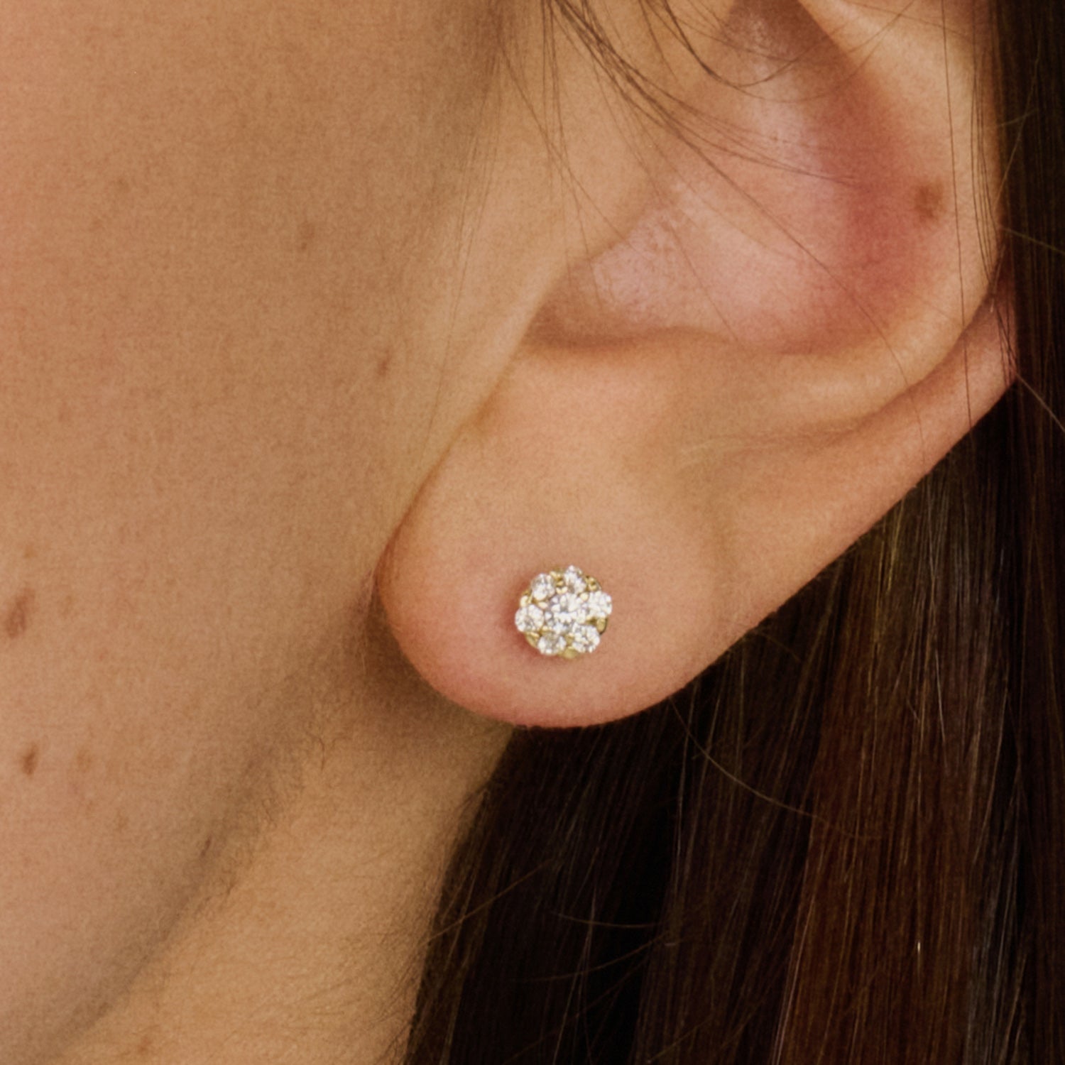 14ct Gold Zirconia Cluster Stud Earrings