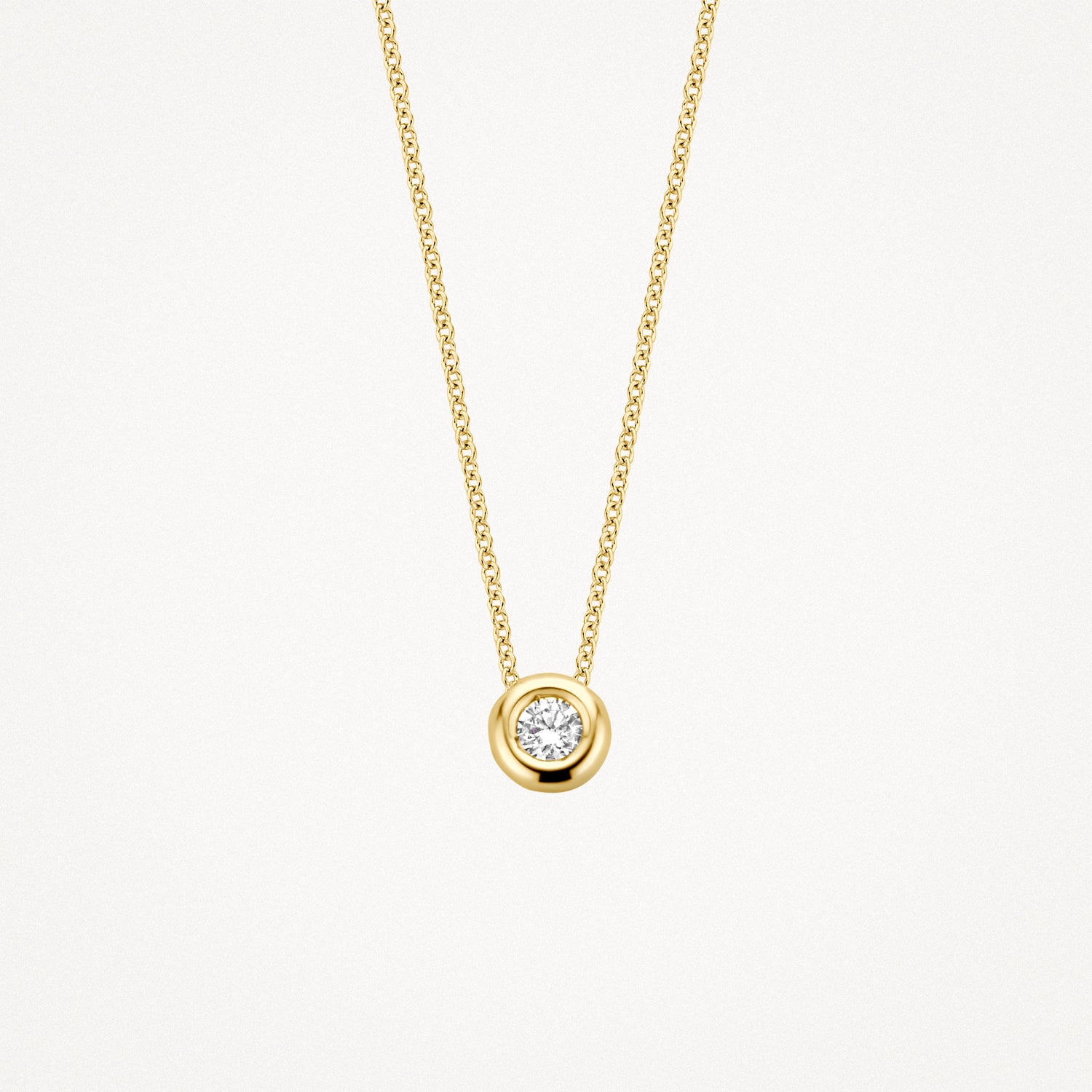 Collier met diamant in 4.9mm Gladomzetting in 14k goud