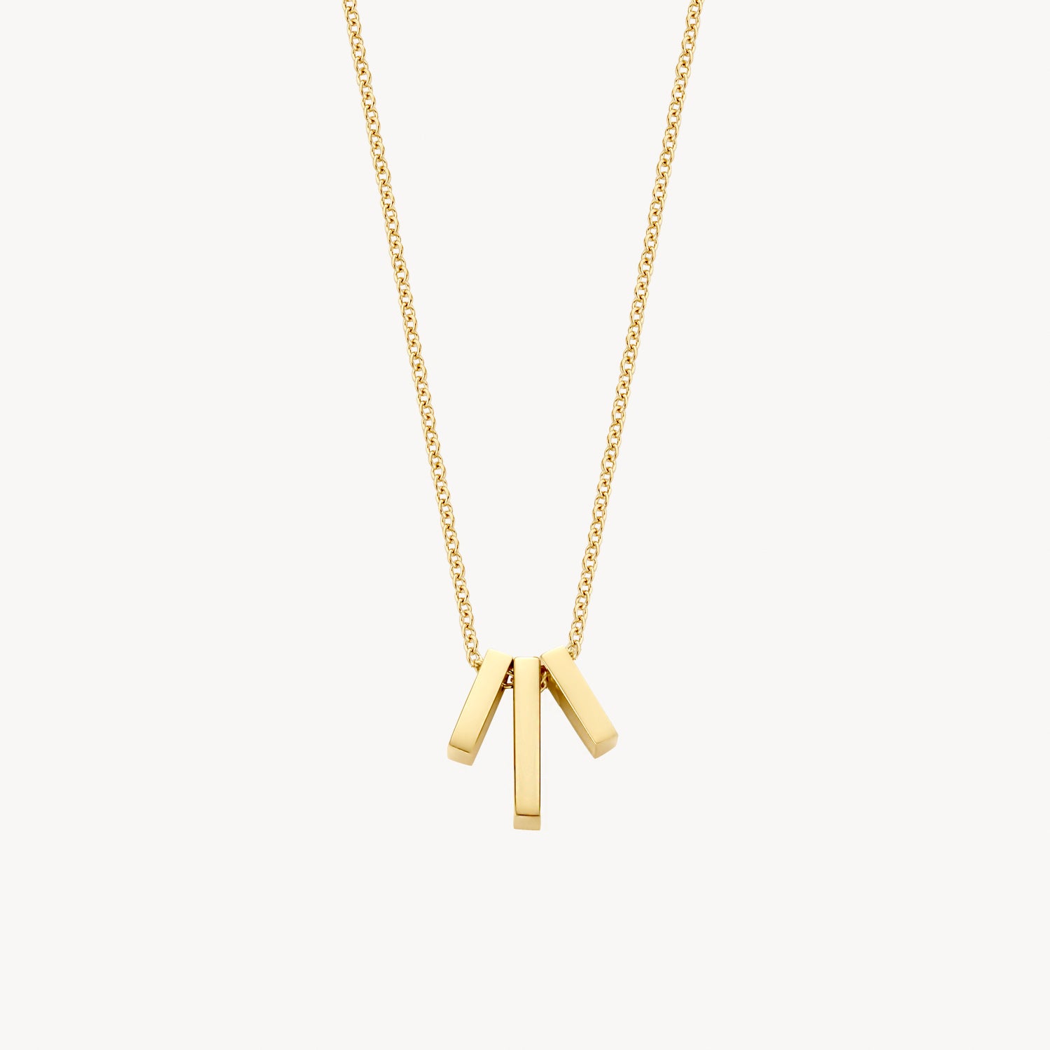 Ketting met drie goudstaafjes 14k goud