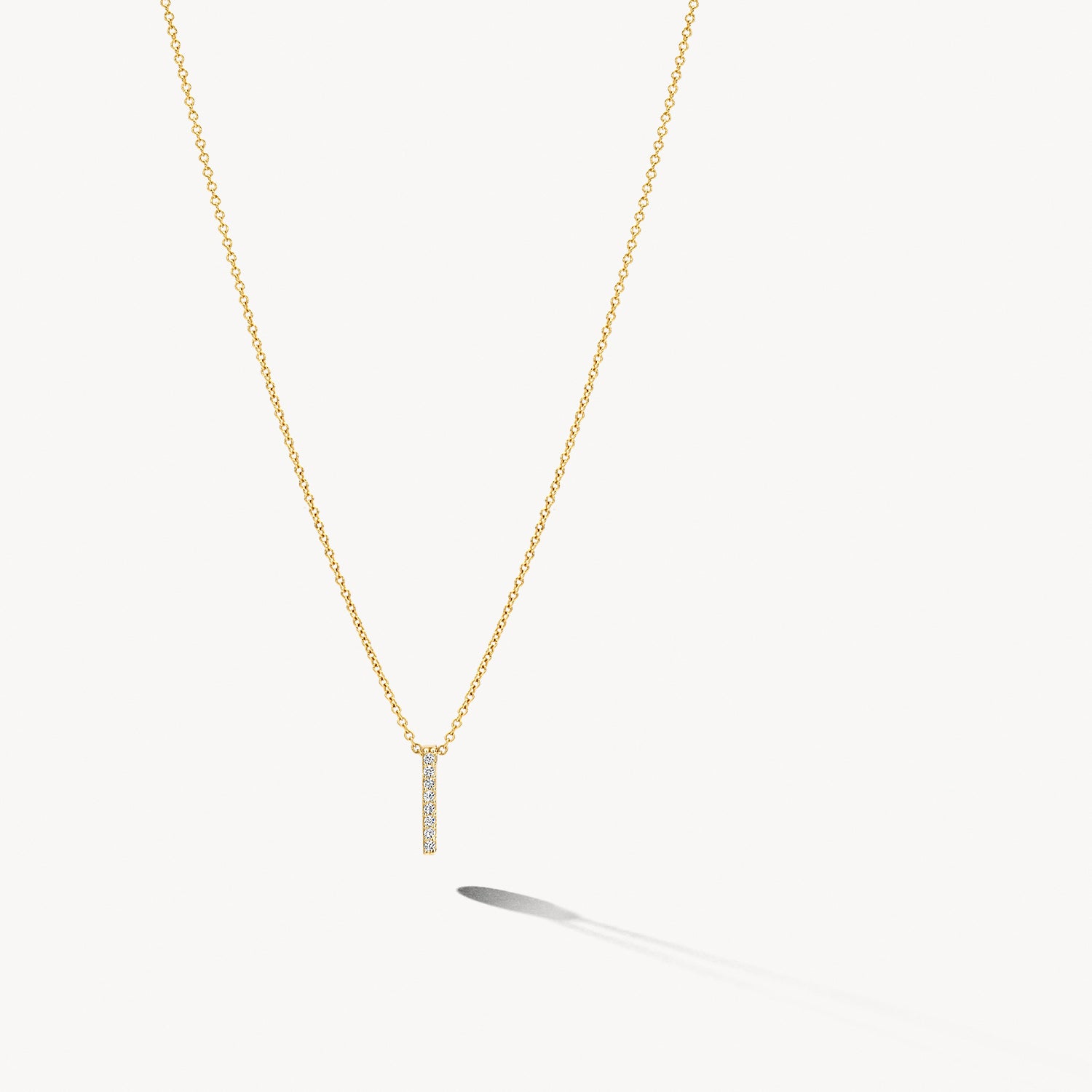 Ketting met staafje zirkonia 14k goud