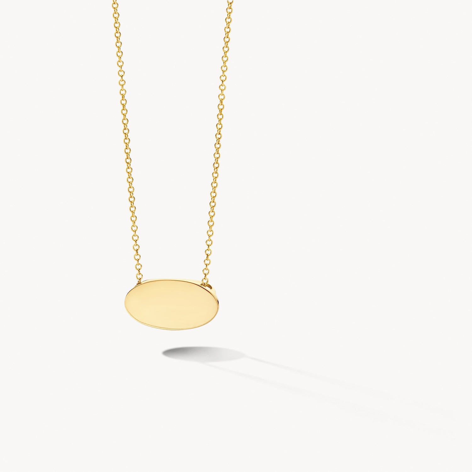 Ketting met ovale plaatje aanhanger 14k goud