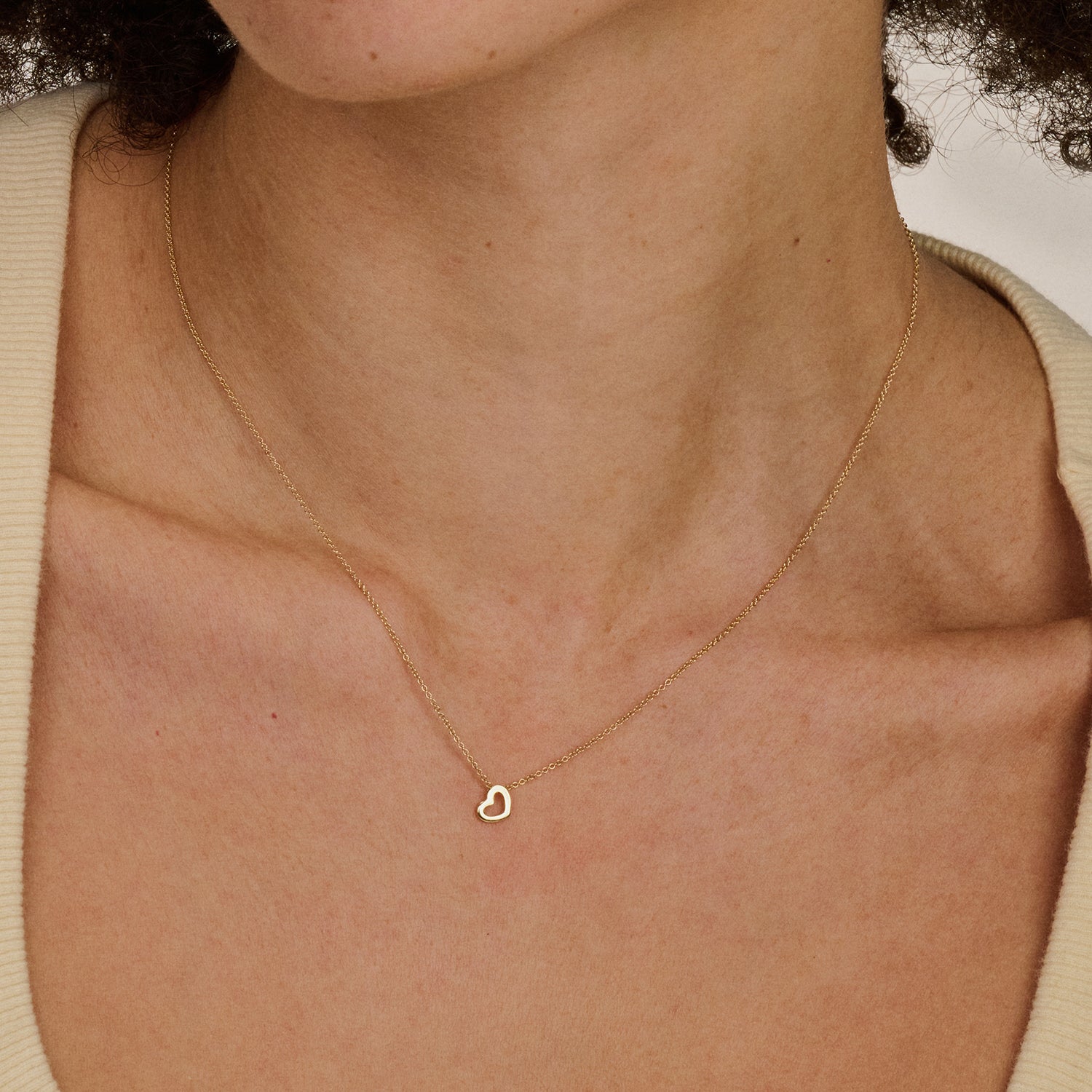 Ketting met hartje hanger 6.4 mm 14k goud