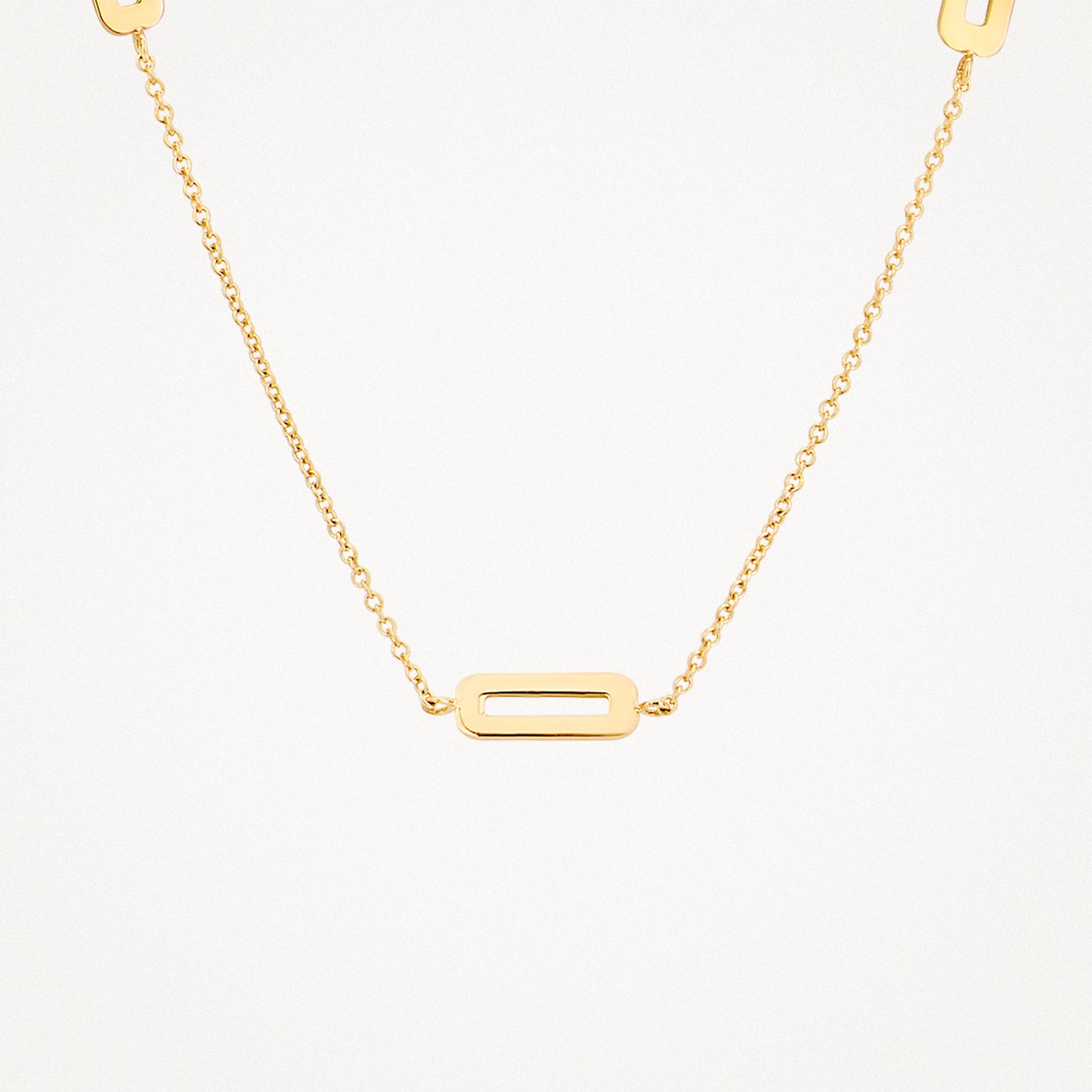 Ketting met platte schakeldetails 42 cm 14k goud