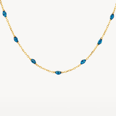Halskette 3162YRB - 585er Gelbgold mit Blau Kunstharz