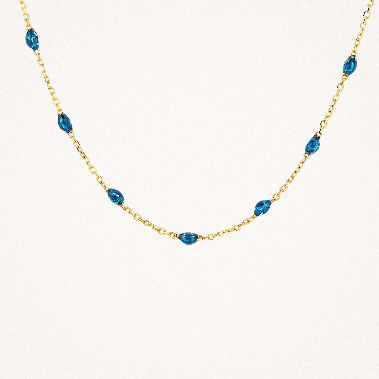 Necklace 3162YRB - 14k Yellow gold with blue Resin