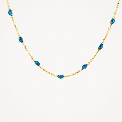 Halskette 3162YRB - 585er Gelbgold mit Blau Kunstharz