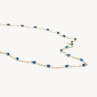 Necklace 3162YRB - 14k Yellow gold with blue Resin