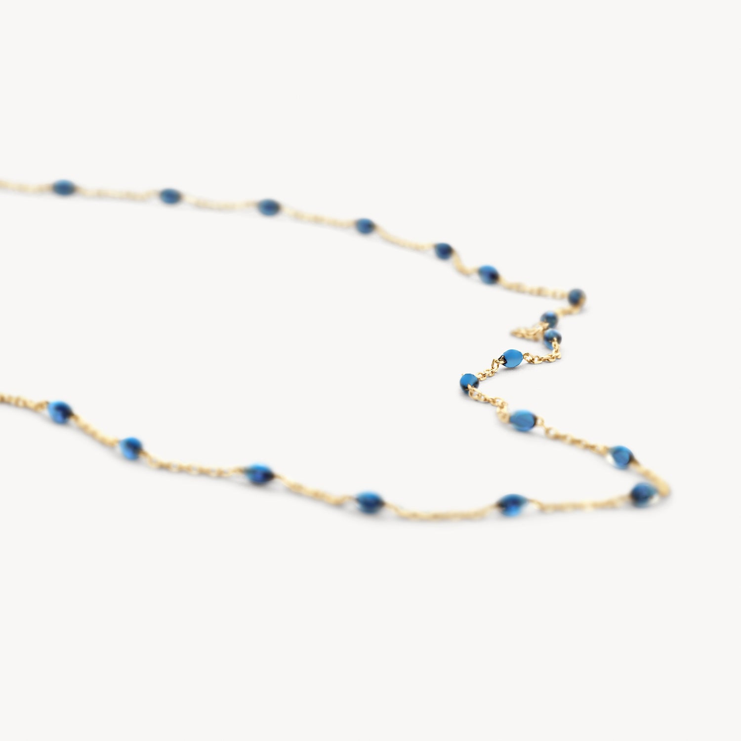 Ketting met heldere blauwe Resin 14k goud
