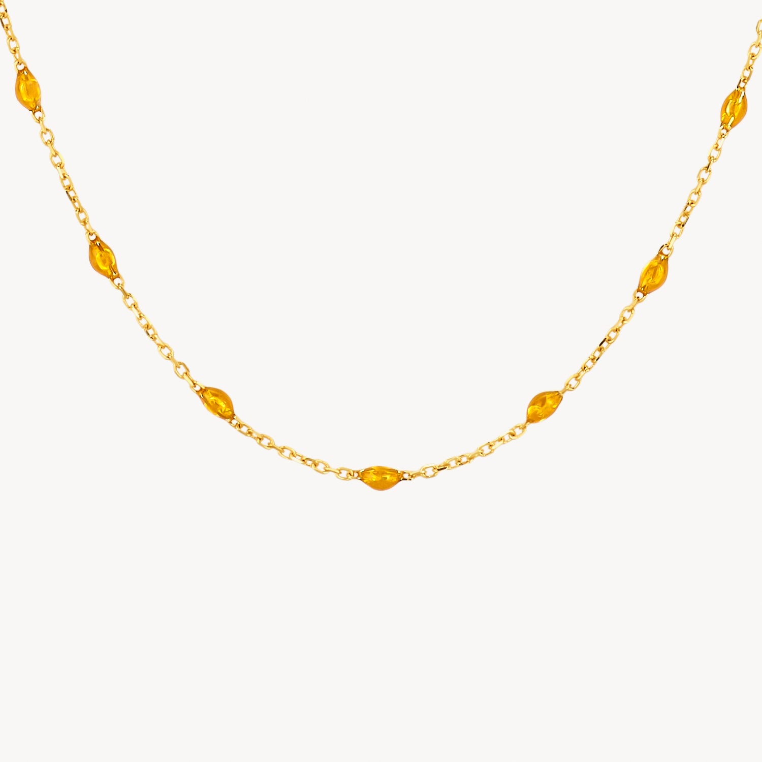 Necklace 3162YRC - 14k Yellow gold with caramel Resin