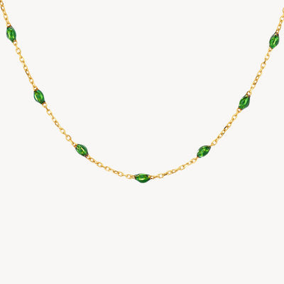 Halskette 3162YRG - 585er Gelbgold mit Grün Kunstharz