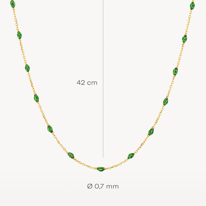Halskette 3162YRG - 585er Gelbgold mit Grün Kunstharz