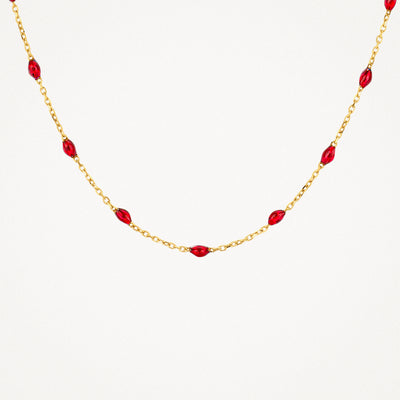 Halskette 3162YRR - 585er Gelbgold mit Rot Kunstharz