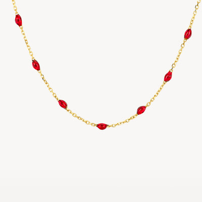 Halskette 3162YRR - 585er Gelbgold mit Rot Kunstharz