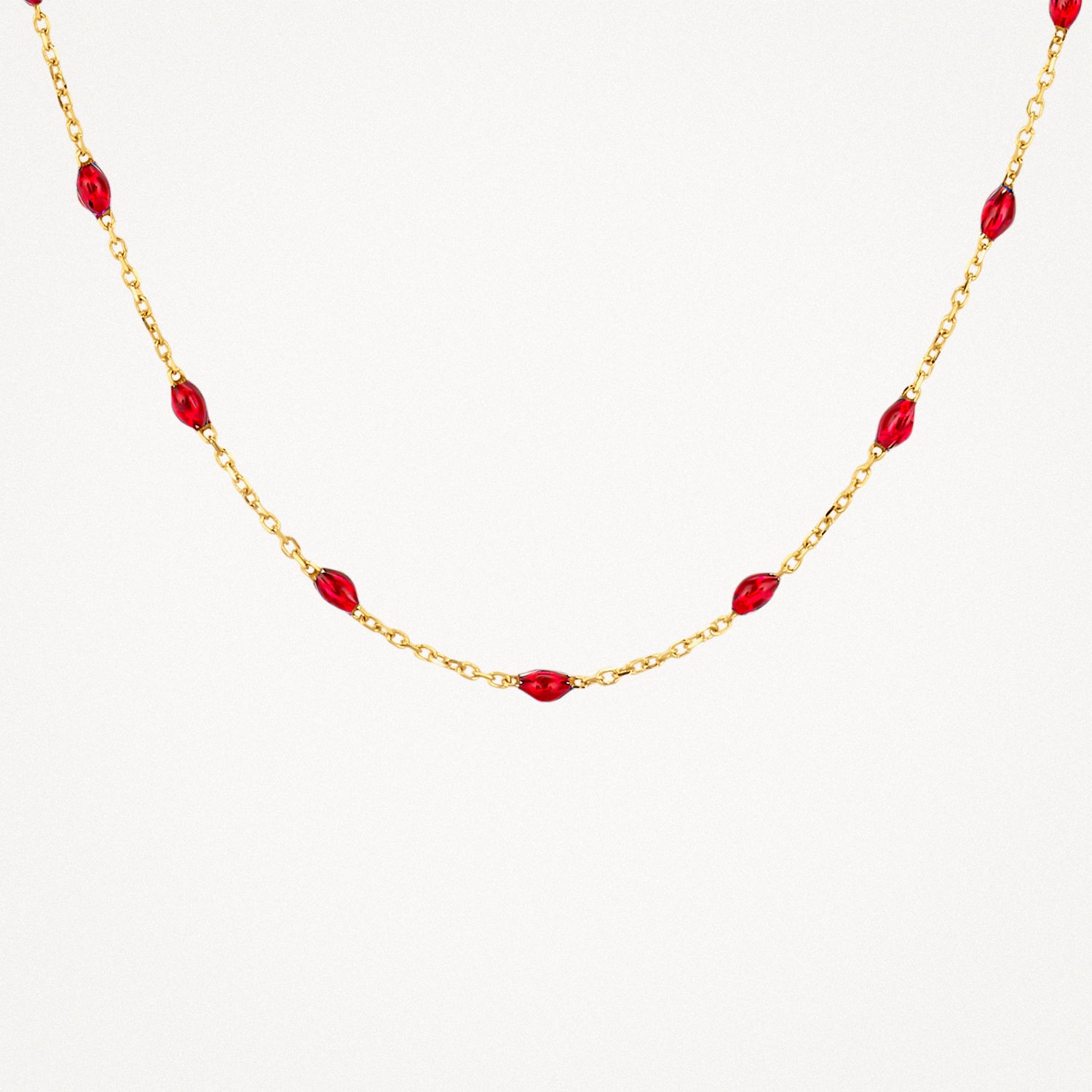 Ketting met Rode Resin 14k goud