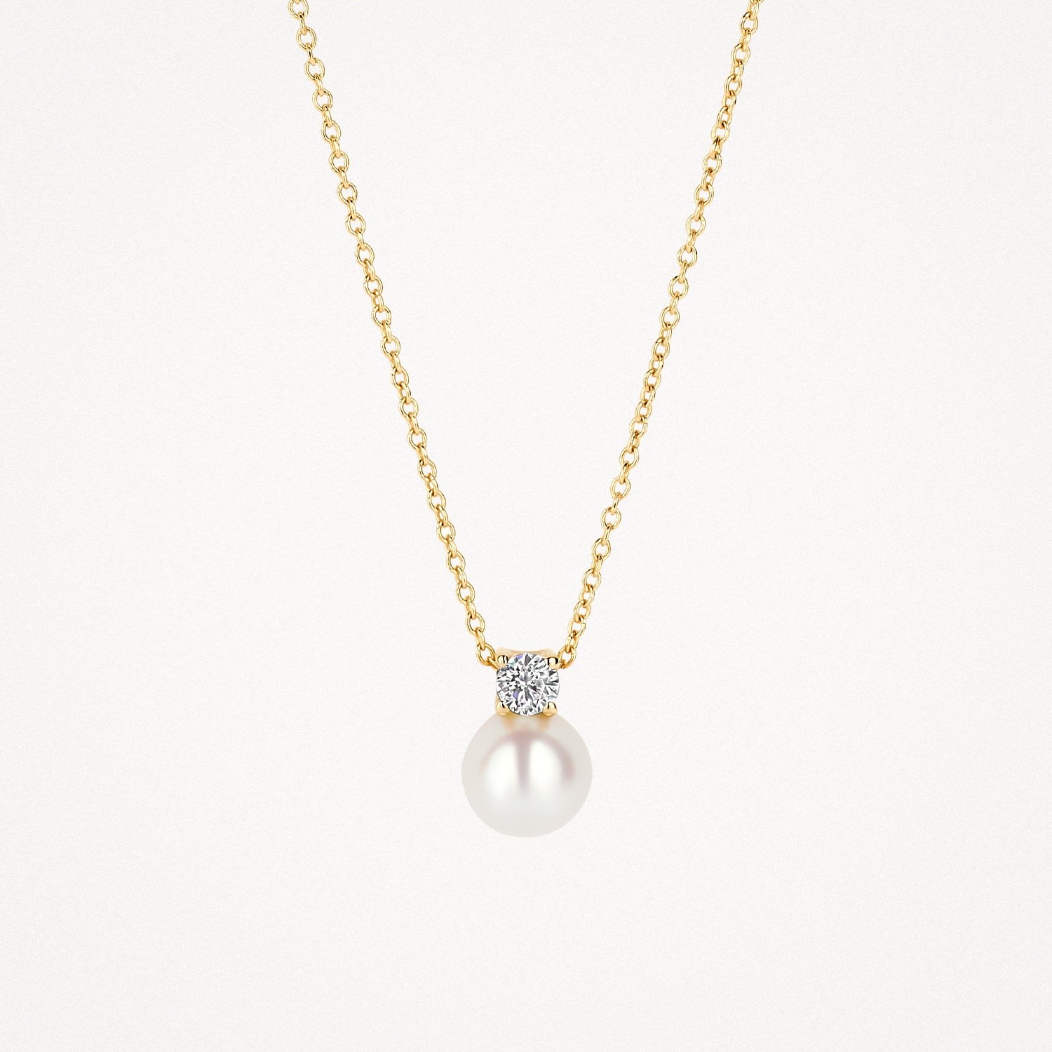 Necklace 3163YPW - 14k Yellow gold with Pearl and Zirconia