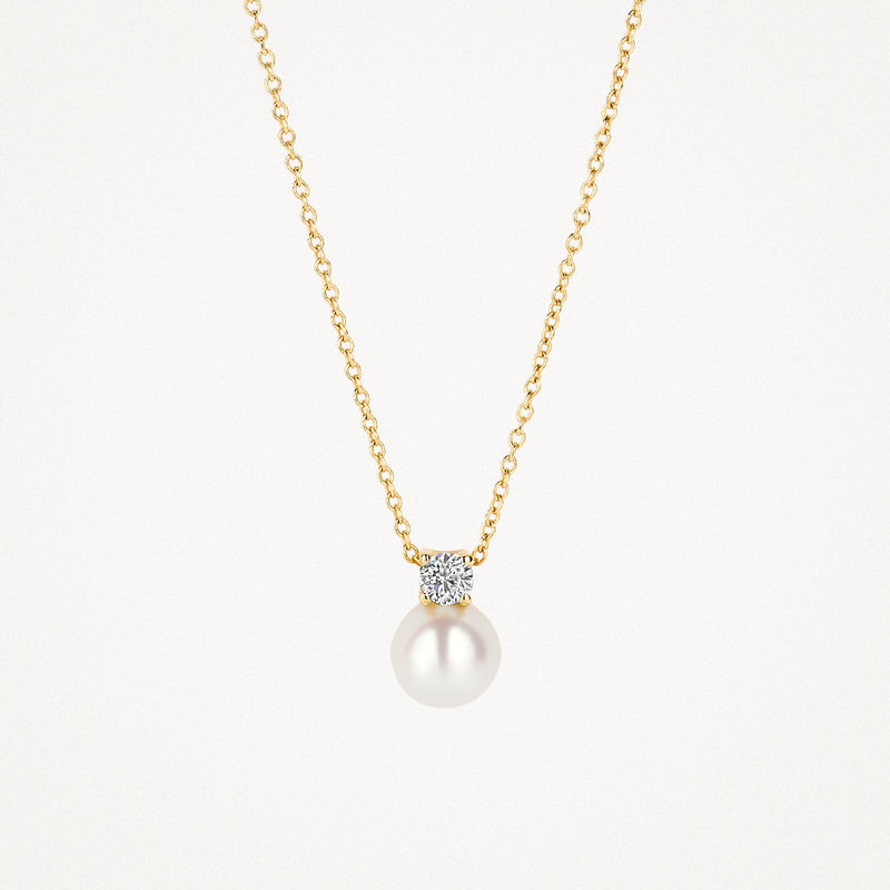 Collier 3163YPW - 14k Geelgoud met Parel en Zirkonia