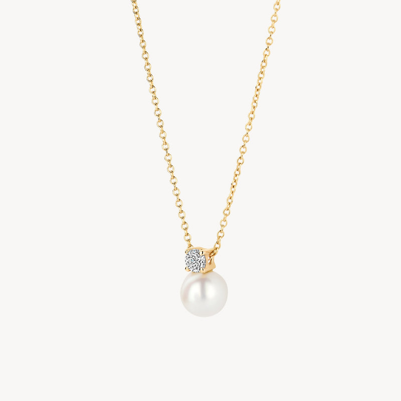 Necklace 3163YPW - 14k Yellow gold with Pearl and Zirconia