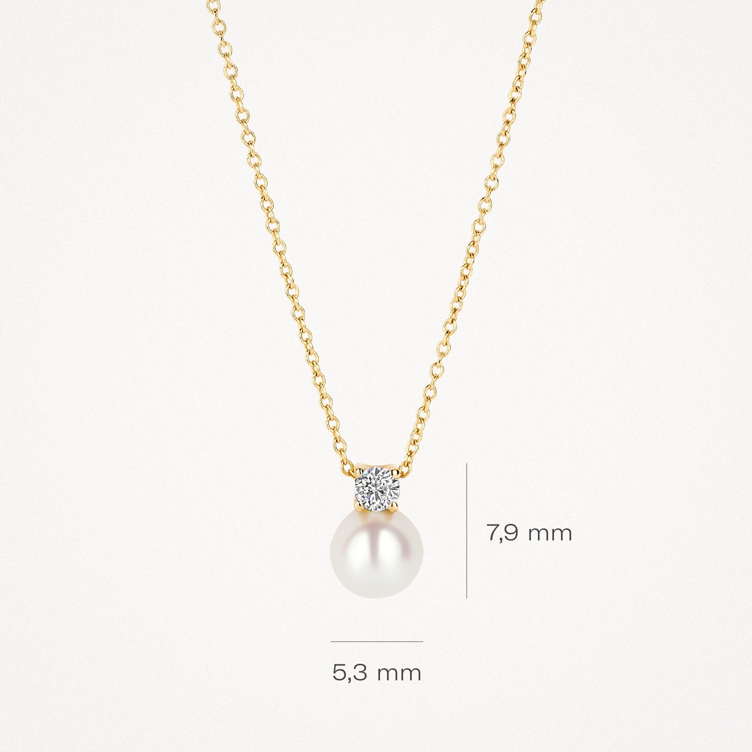 Collier 3163YPW - 14k Geelgoud met Parel en Zirkonia