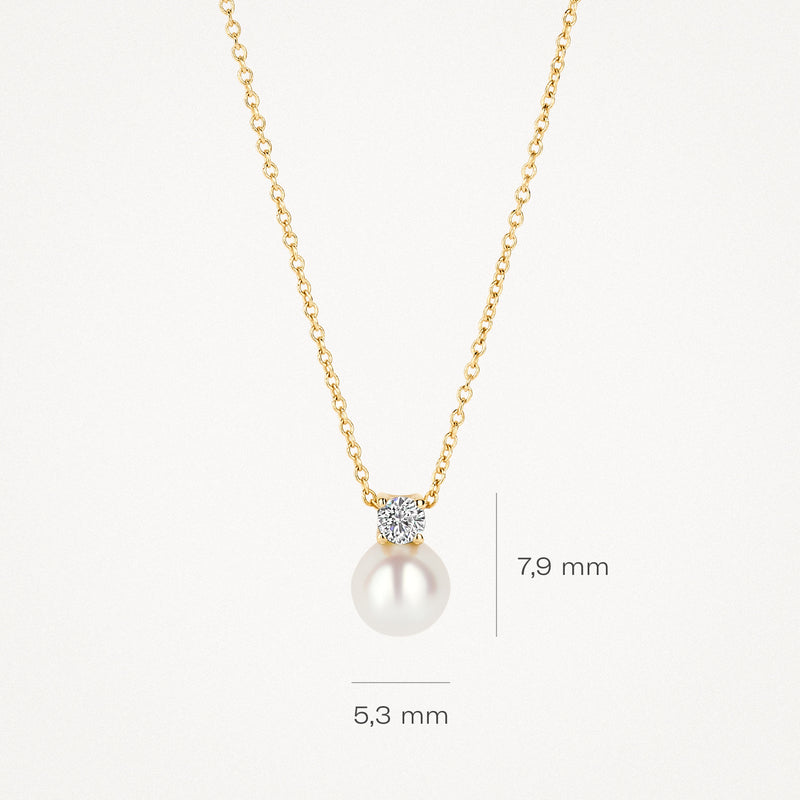 Necklace 3163YPW - 14k Yellow gold with Pearl and Zirconia