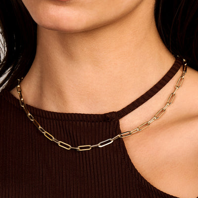 14ct Gold Paperclip Rope Chain Necklace