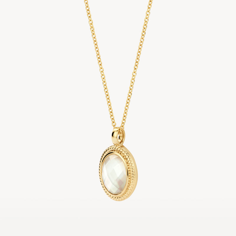Necklace 3169YMQ - 14k Yellow Gold with Mother-of-pearl and Rock crystal