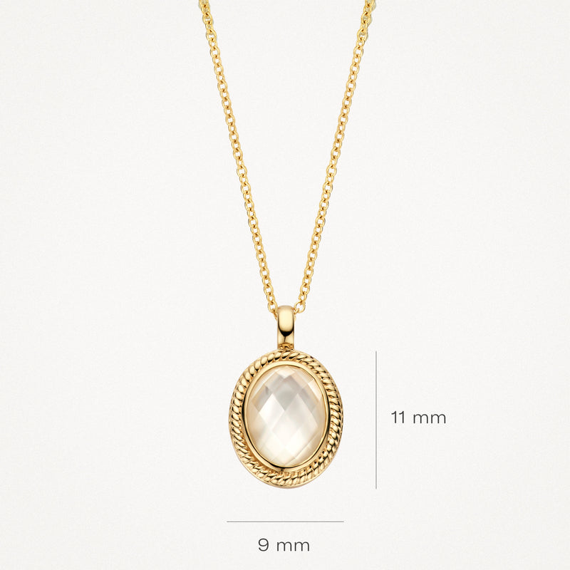 Necklace 3169YMQ - 14k Yellow Gold with Mother-of-pearl and Rock crystal