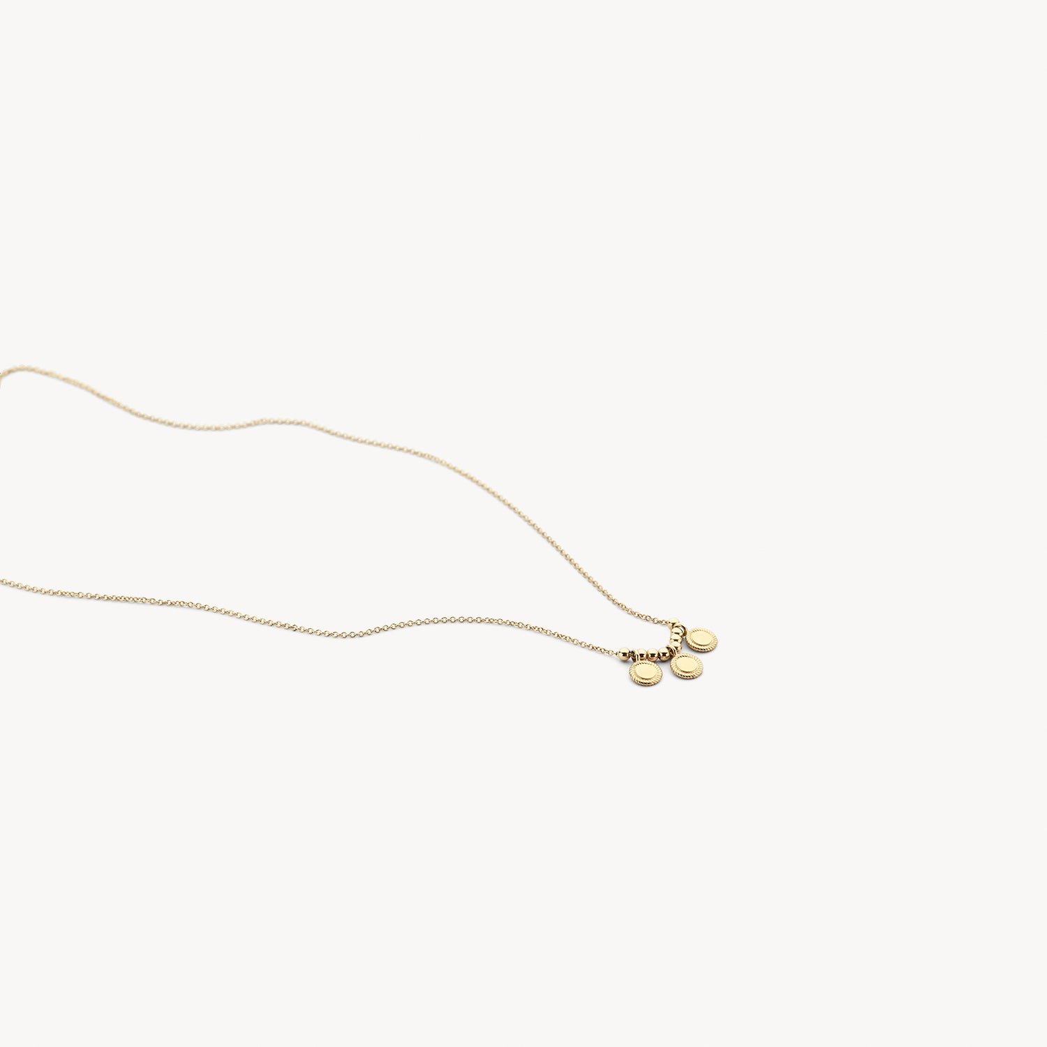 Bedel ketting muntjes met koordmotief 14k goud