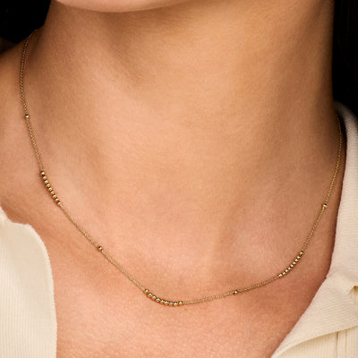 14ct Gold Beaded Chain Necklace with Graduated Spheres
