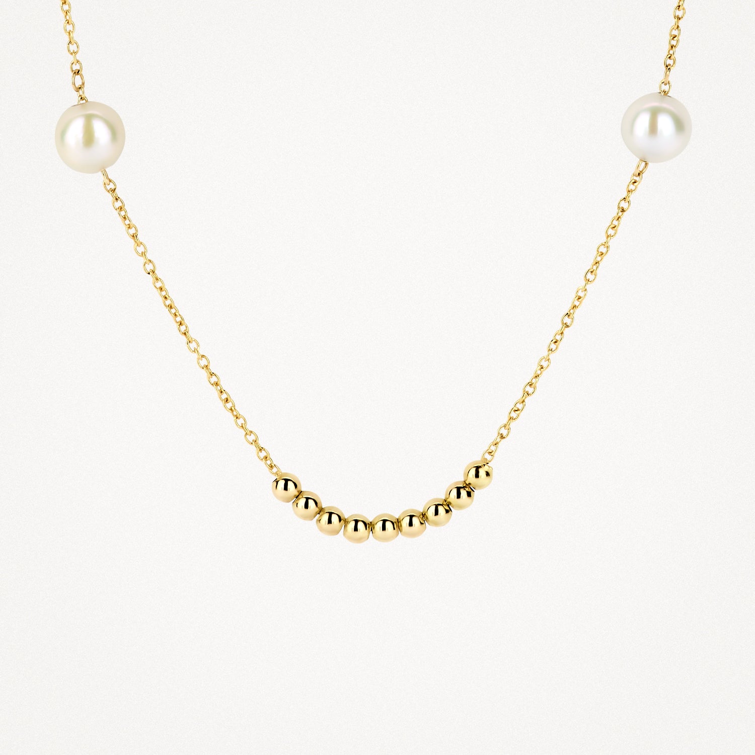Ketting met Parel en Bolletjes 14k goud