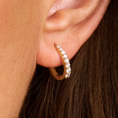 Créoles pavées de zircones 13,7 mm en or 14 carats