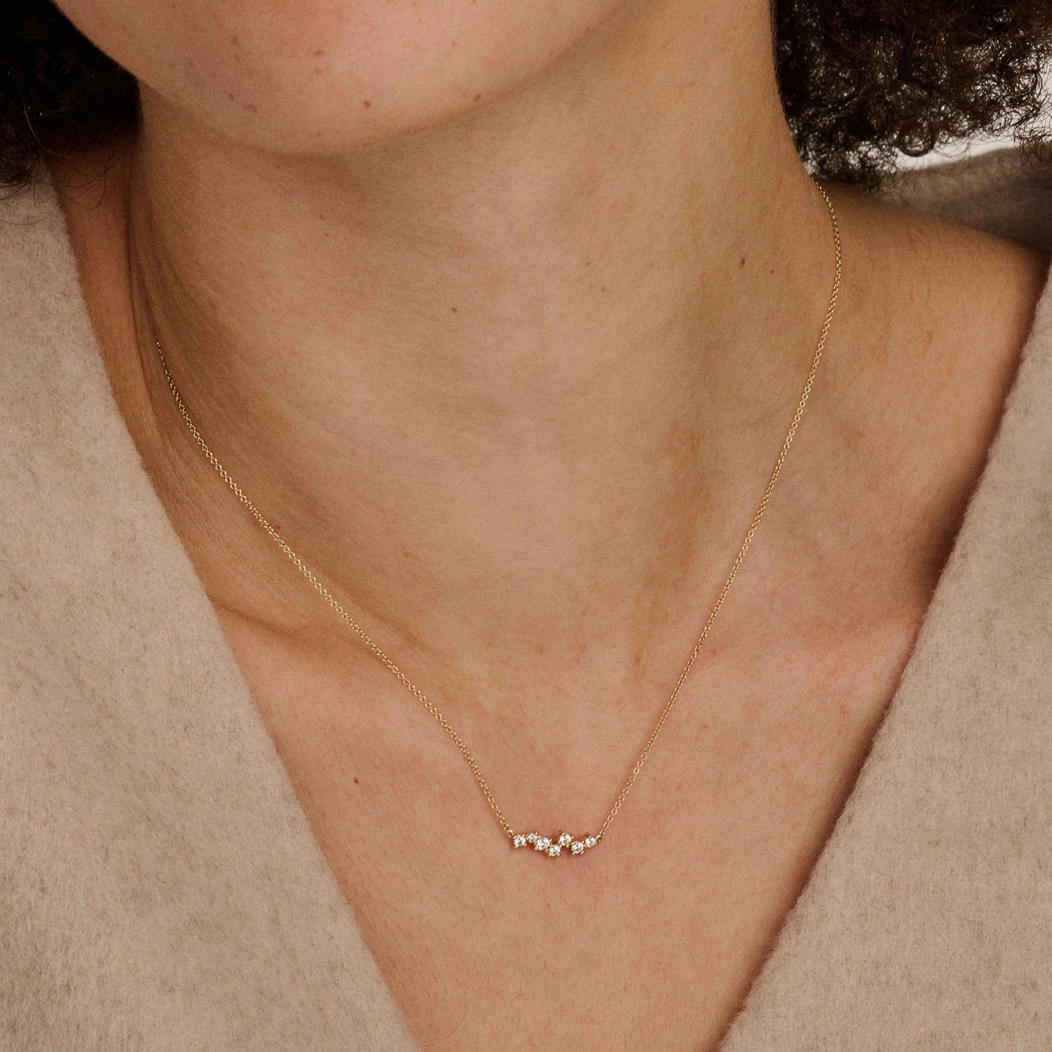 Ketting met hanger met meerdere Zirkonia's 14k goud