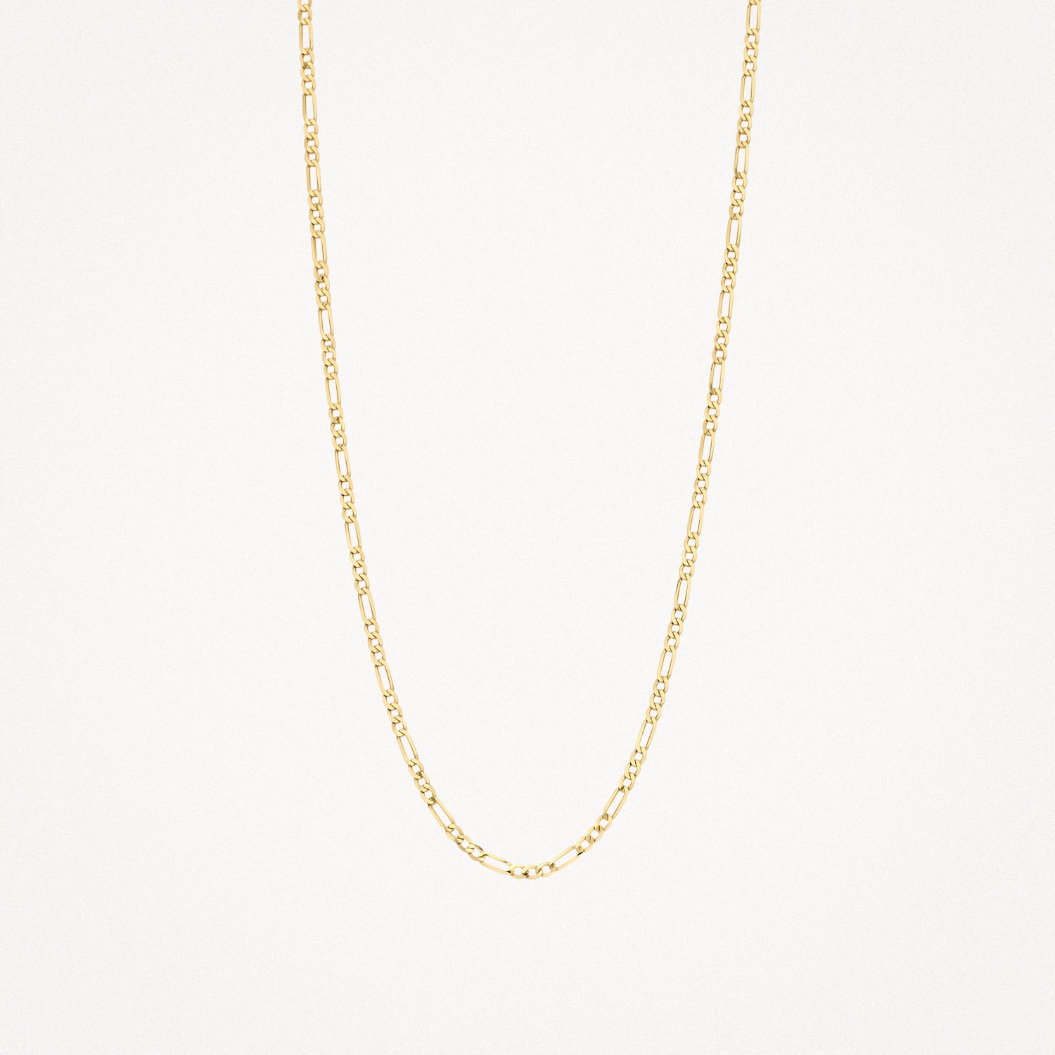 Fijne 14k gouden schakelketting met rechte schakels in subtiel ontwerp.