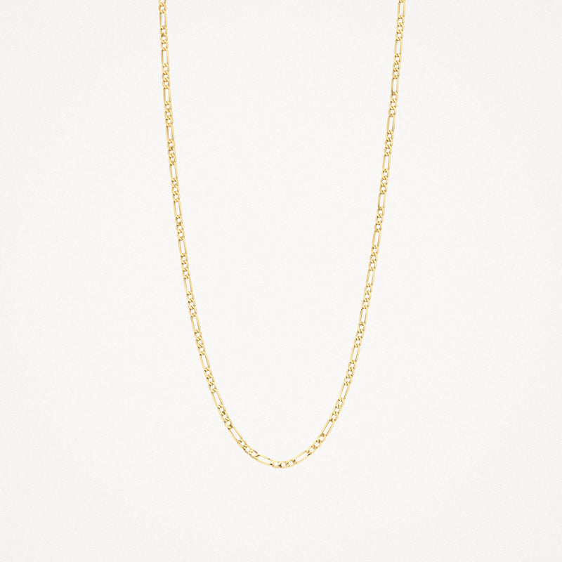 Fijne 14k gouden schakelketting met rechte schakels in subtiel ontwerp.