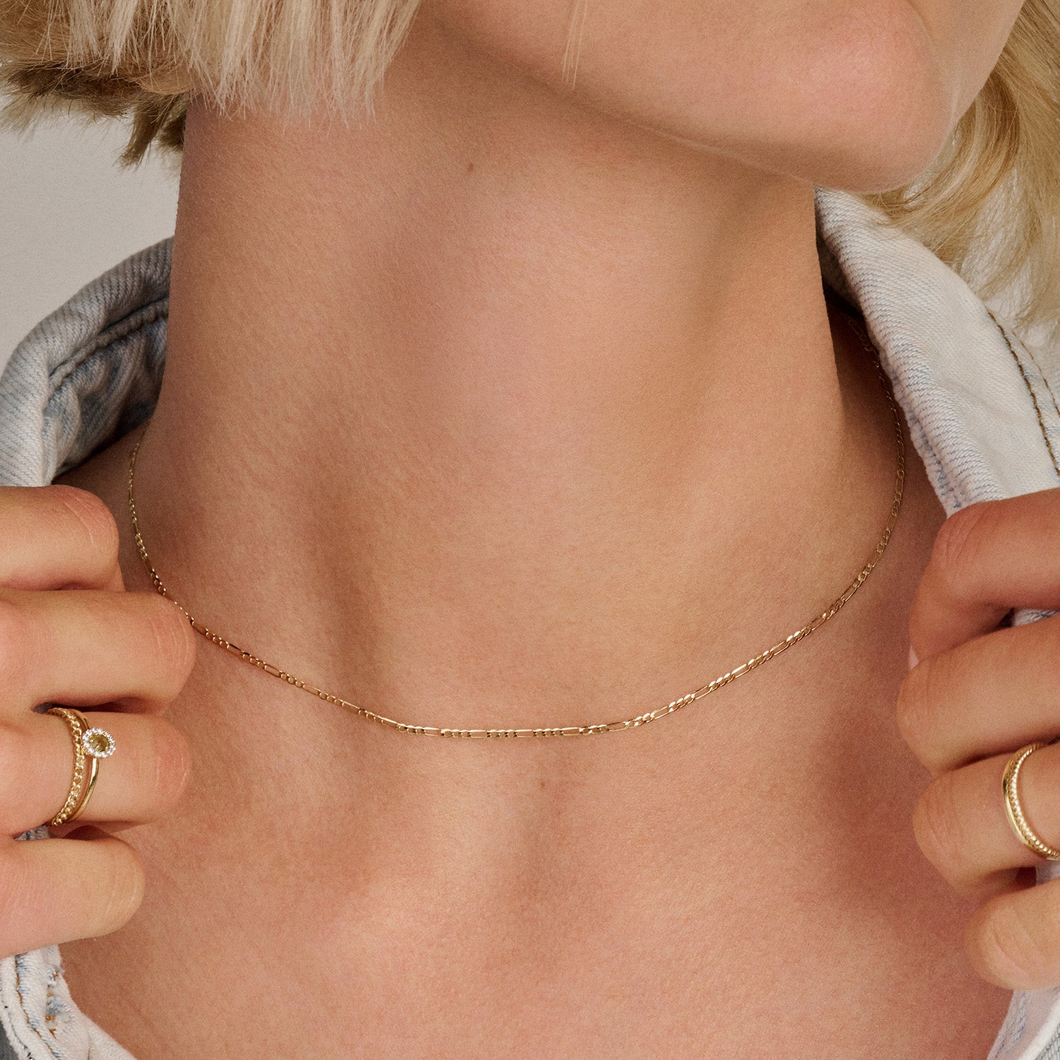 Ketting met figaro schakels 14k Goud