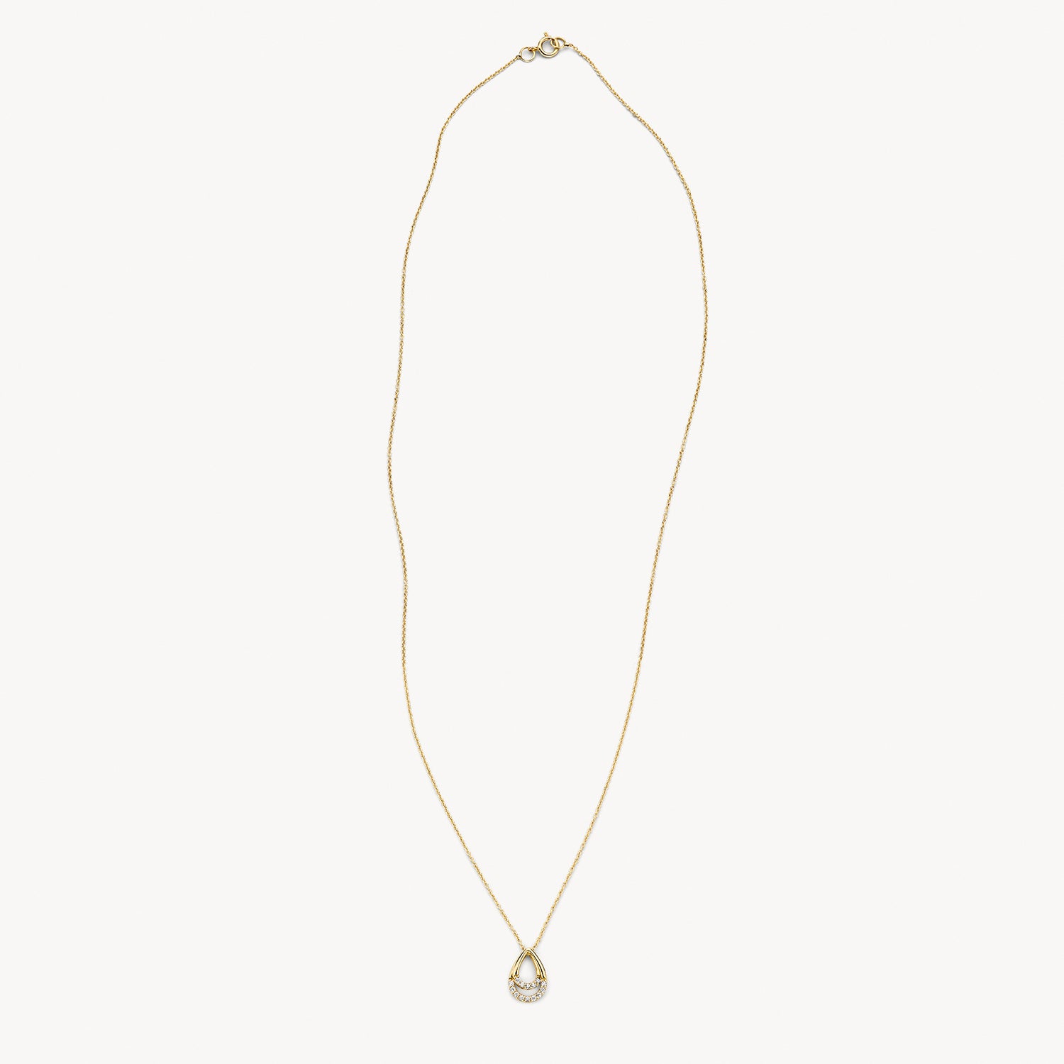 Ketting met druppel hanger met zirkonia 14k goud