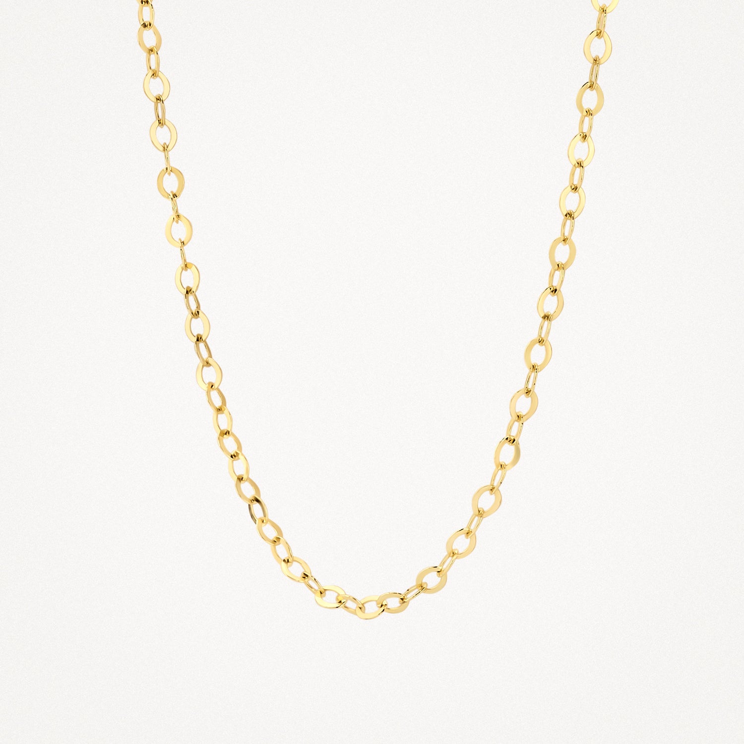 Fijne schakelketting van 14k goud met ovale schakels in warm geelgoud.