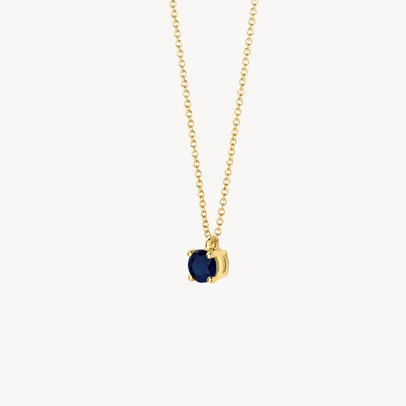 Collier (September) 3200YBS - 14k Geel Goud met Blauwe Saffier