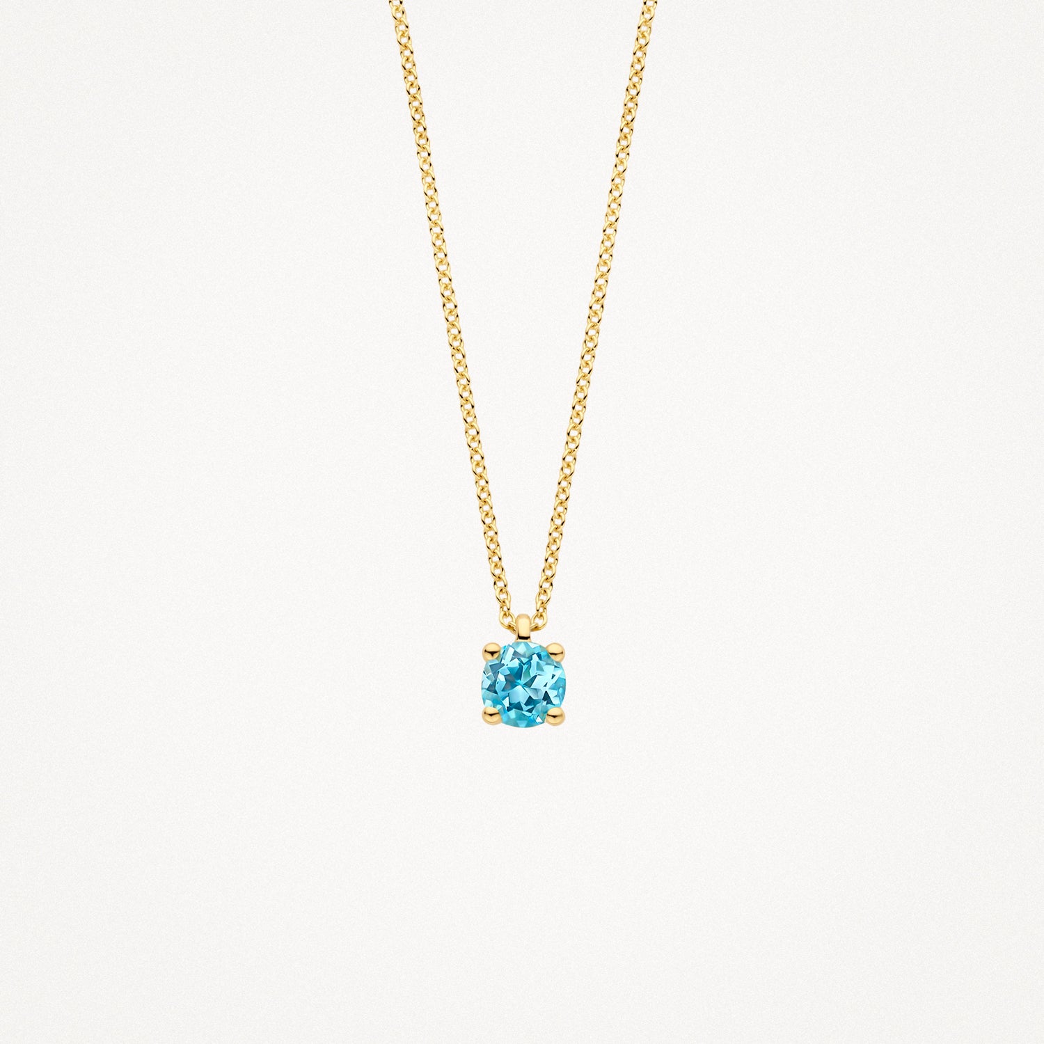 Collier (Maart) 3200YBT - 14k Geel Goud met Blauwe Topaas