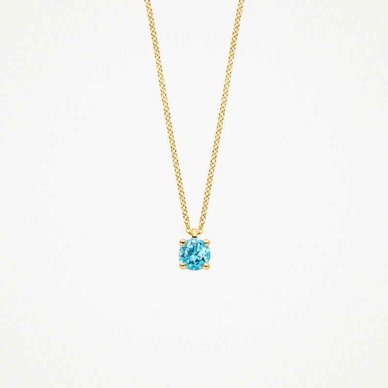 Collier (Maart) 3200YBT - 14k Geel Goud met Blauwe Topaas