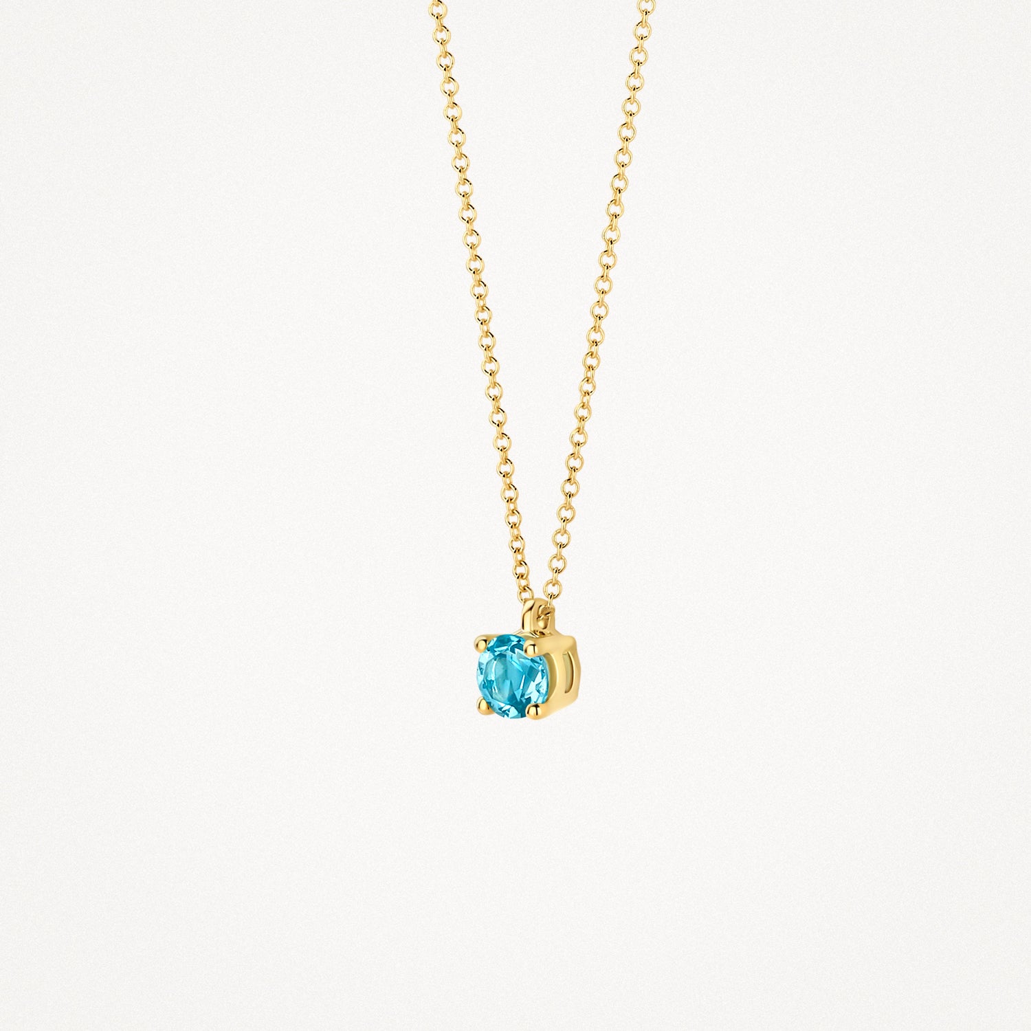 Collier (Maart) 3200YBT - 14k Geel Goud met Blauwe Topaas