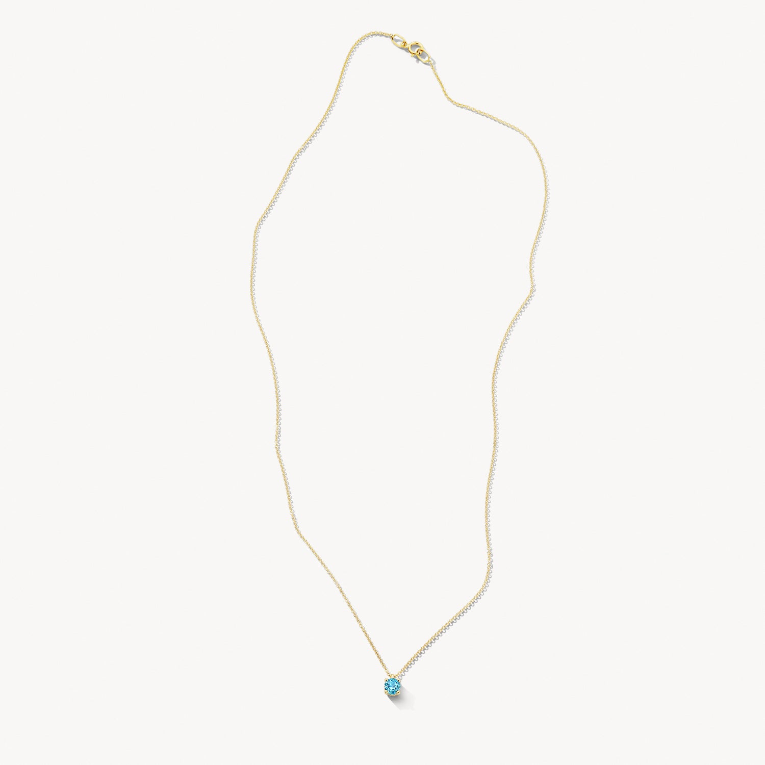 Collier (Maart) 3200YBT - 14k Geel Goud met Blauwe Topaas