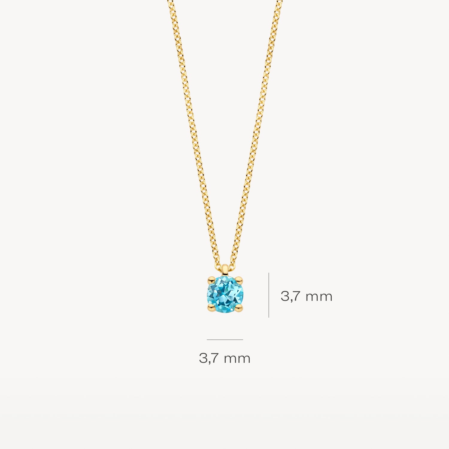 Collier (Maart) 3200YBT - 14k Geel Goud met Blauwe Topaas