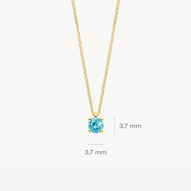 Necklace (March) 3200YBT - 14k Yellow gold with Blue Topaz