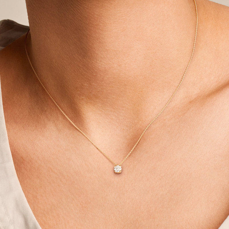 Collier pendentif diamant de laboratoire en or 14 carats